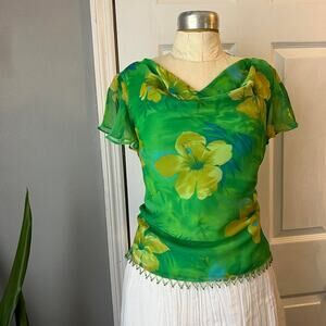 Vintage y2k Tropical Beaded Top